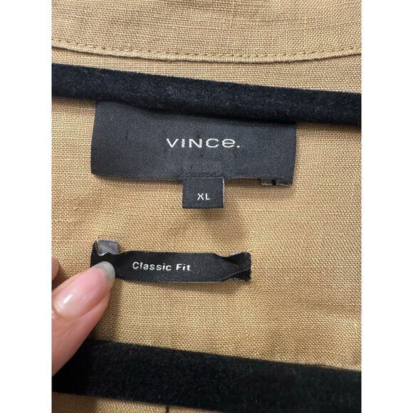 Vince Men's 100% Linen XL Short Sleeve Button Down Brown - Picture 4 of 5